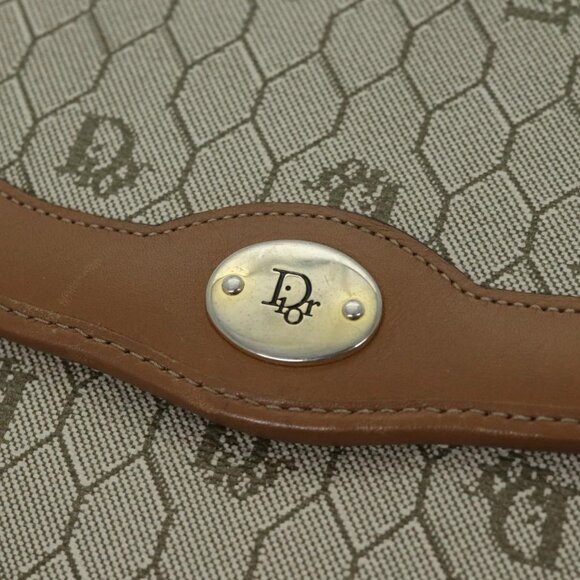 Christian Dior Honeycomb Canvas Shoulder Bag PVC Leather Beige Auth - Picture 10 of 15